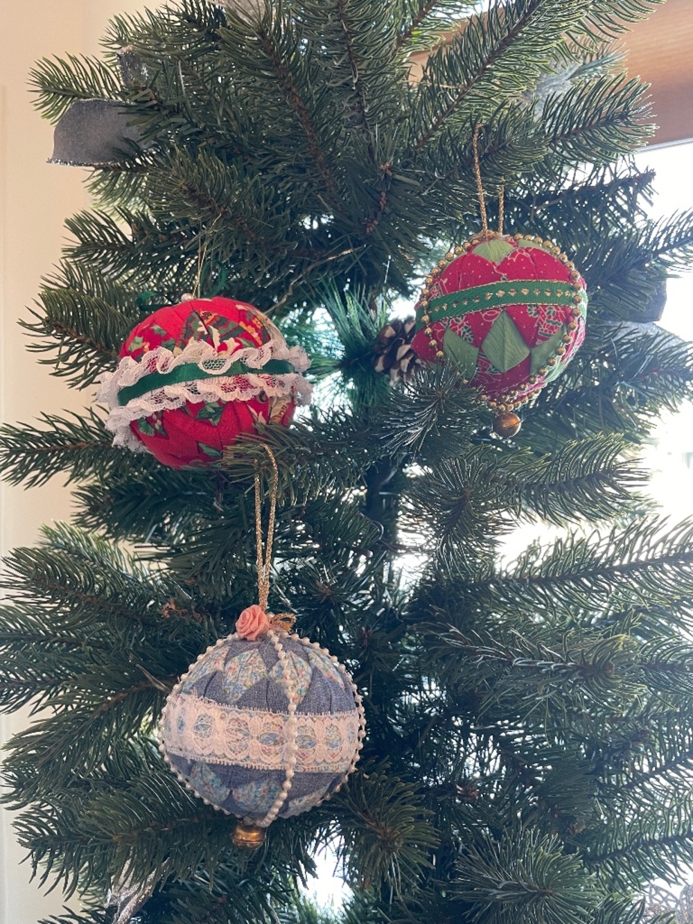 Handmade fabric Christmas tree ornaments